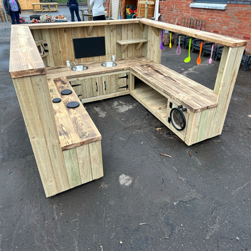 Early Years Wooden 'U' Shaped Mud Kitchen