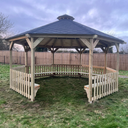 Forest Firepit Shelter (Picket Sides & Seating)