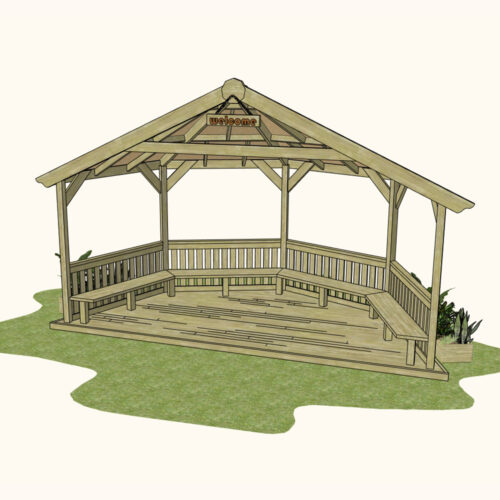 Half 6x6 Outdoor Classroom (Picket Fencing, Seating and Base)