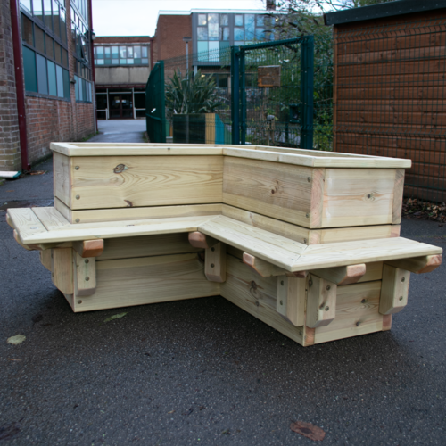 Outdoor Corner Bench with Nature Planter