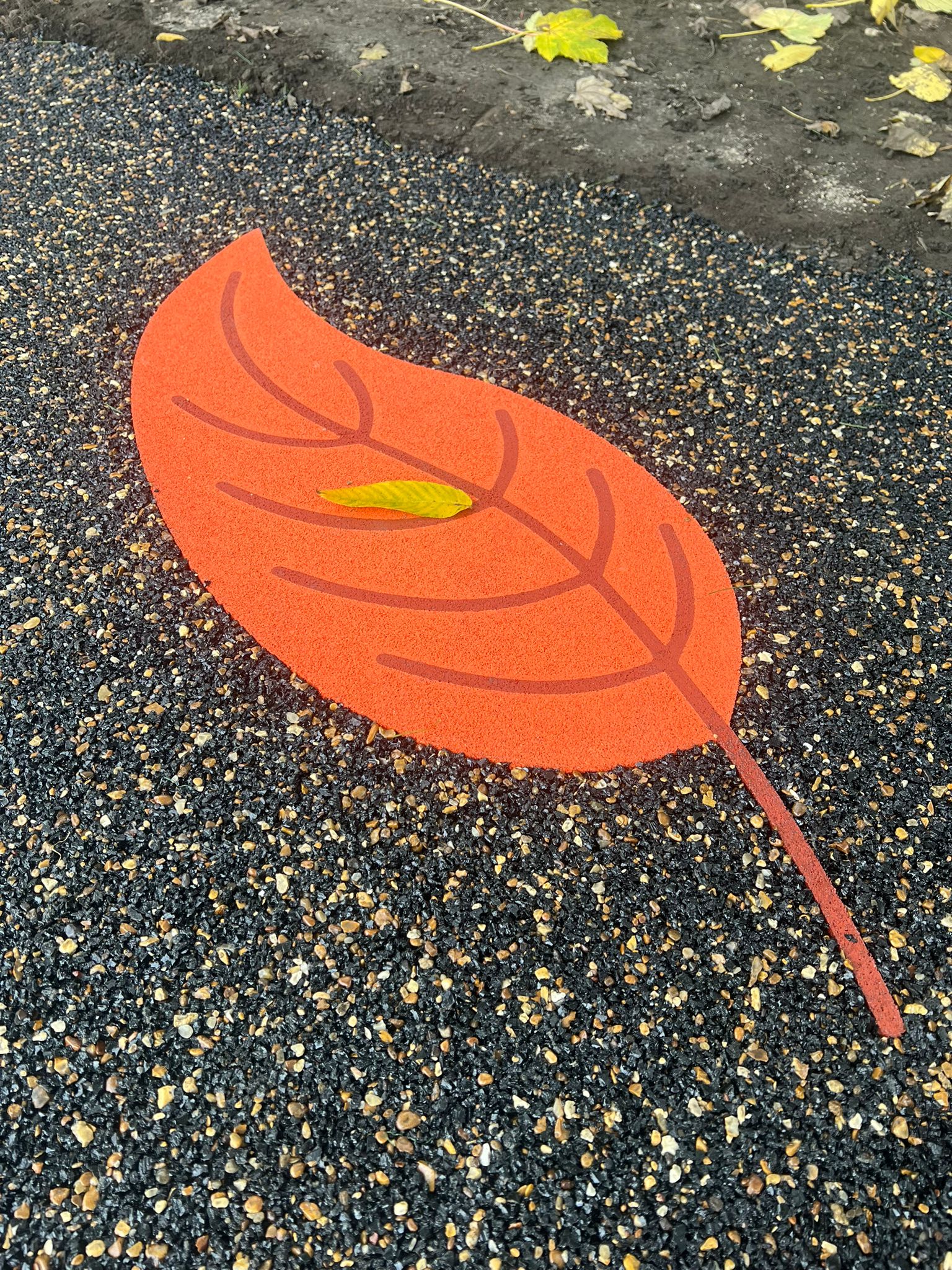 Natural Wet Pour Leaf Design for Primary School