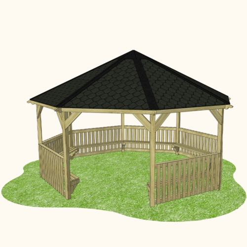 Forest Firepit Shelter (Picket Sides & Seating)